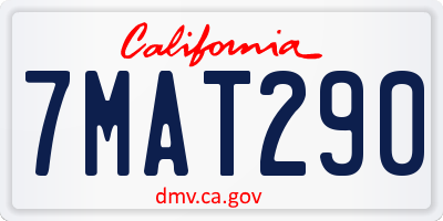 CA license plate 7MAT290
