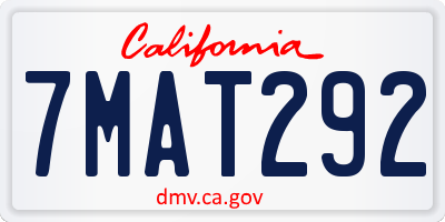 CA license plate 7MAT292