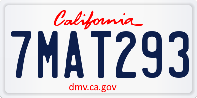 CA license plate 7MAT293