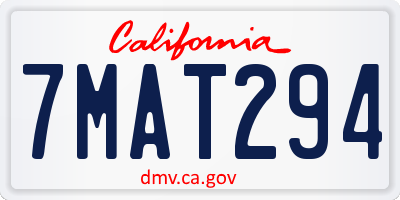 CA license plate 7MAT294