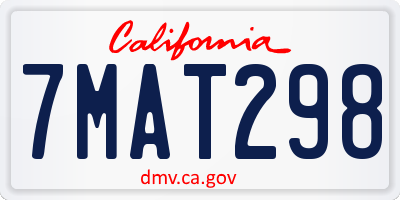 CA license plate 7MAT298