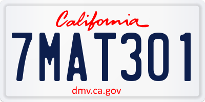 CA license plate 7MAT301