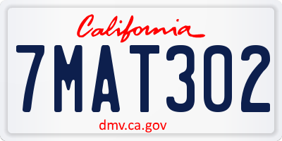 CA license plate 7MAT302