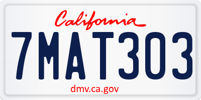 CA license plate 7MAT303