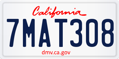 CA license plate 7MAT308