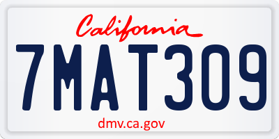CA license plate 7MAT309