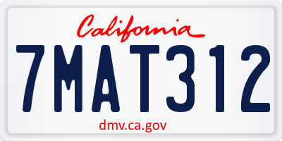 CA license plate 7MAT312