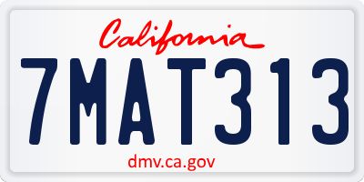 CA license plate 7MAT313