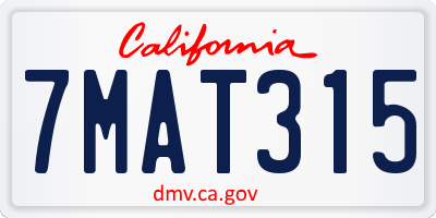 CA license plate 7MAT315