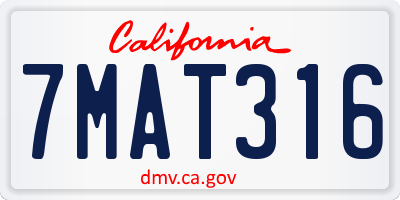 CA license plate 7MAT316