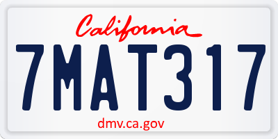 CA license plate 7MAT317