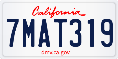 CA license plate 7MAT319
