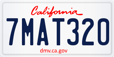 CA license plate 7MAT320