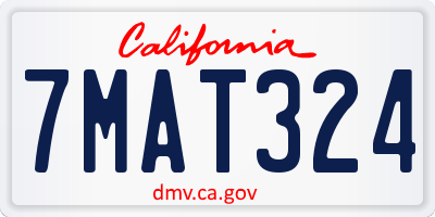 CA license plate 7MAT324