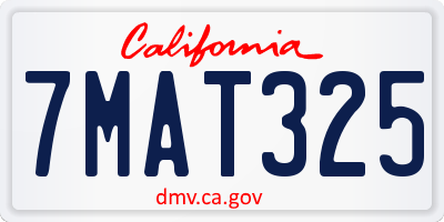 CA license plate 7MAT325