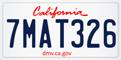 CA license plate 7MAT326