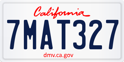 CA license plate 7MAT327