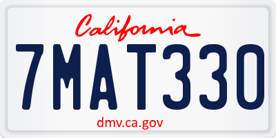 CA license plate 7MAT330