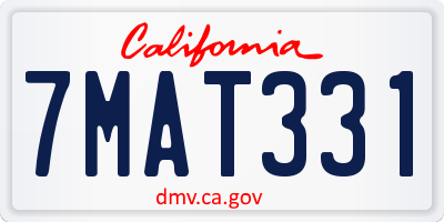 CA license plate 7MAT331