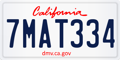CA license plate 7MAT334