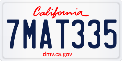 CA license plate 7MAT335