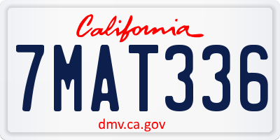 CA license plate 7MAT336