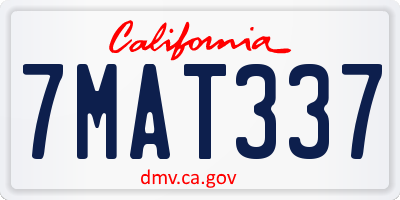 CA license plate 7MAT337