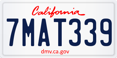 CA license plate 7MAT339