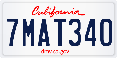 CA license plate 7MAT340