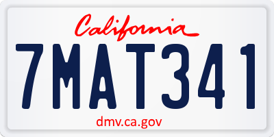 CA license plate 7MAT341