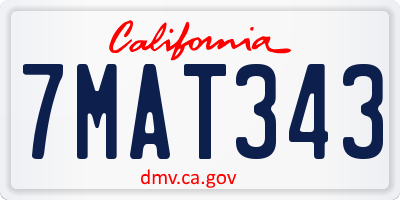 CA license plate 7MAT343