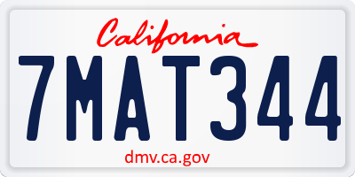 CA license plate 7MAT344