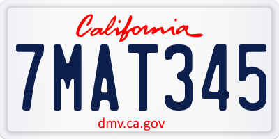 CA license plate 7MAT345