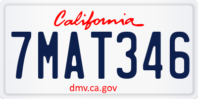 CA license plate 7MAT346