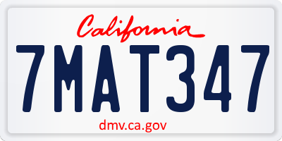 CA license plate 7MAT347