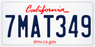 CA license plate 7MAT349