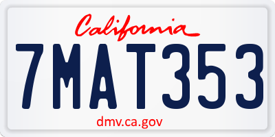 CA license plate 7MAT353