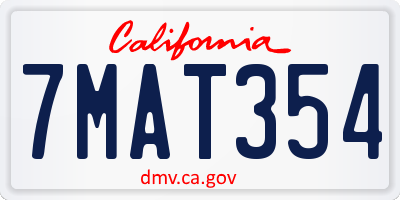 CA license plate 7MAT354