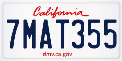 CA license plate 7MAT355
