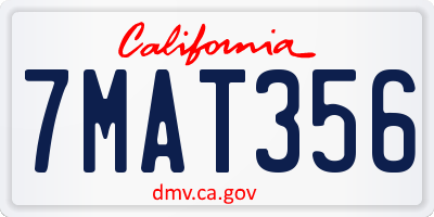 CA license plate 7MAT356