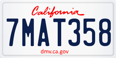 CA license plate 7MAT358