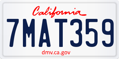 CA license plate 7MAT359