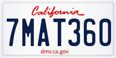 CA license plate 7MAT360