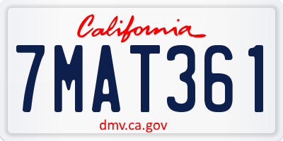 CA license plate 7MAT361