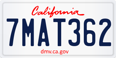 CA license plate 7MAT362