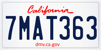 CA license plate 7MAT363