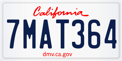 CA license plate 7MAT364