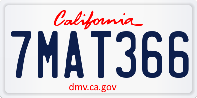 CA license plate 7MAT366