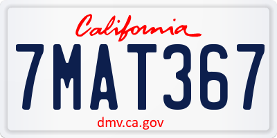 CA license plate 7MAT367