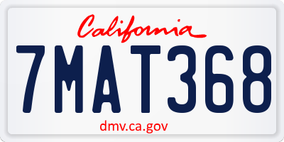 CA license plate 7MAT368